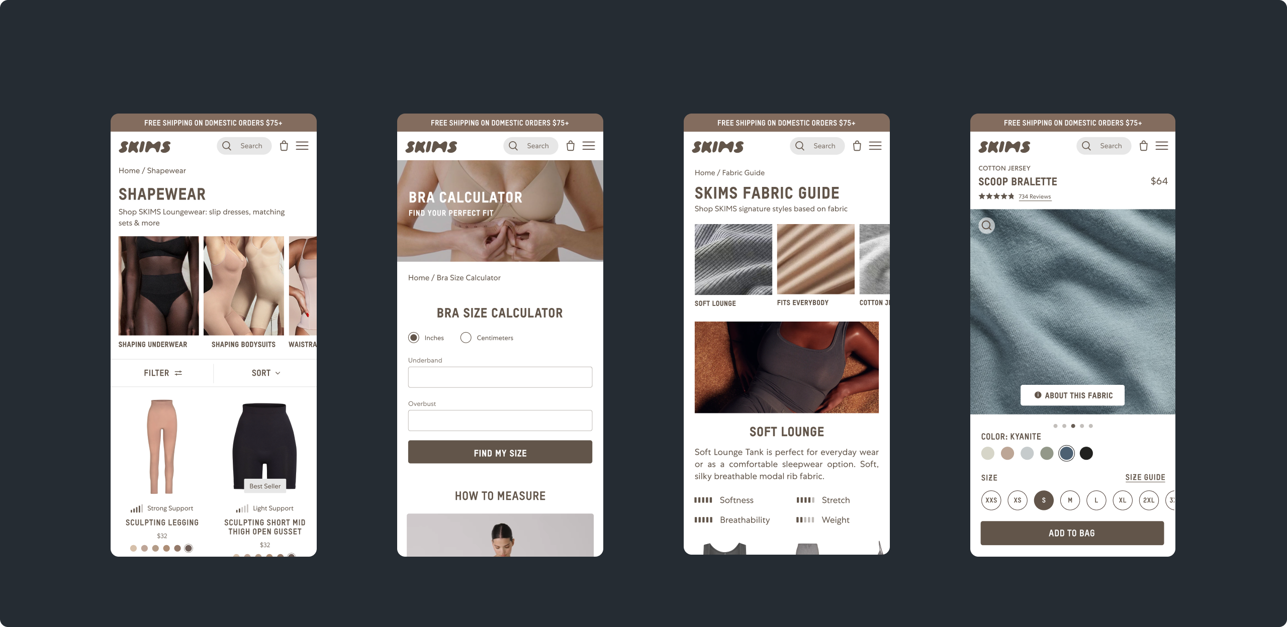 mobile-first approach, e-commerce design on 3 phones